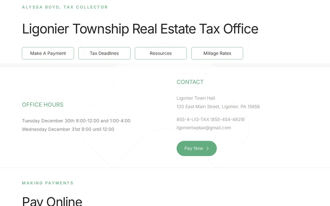 Ligonier Township Real Estate Tax Office